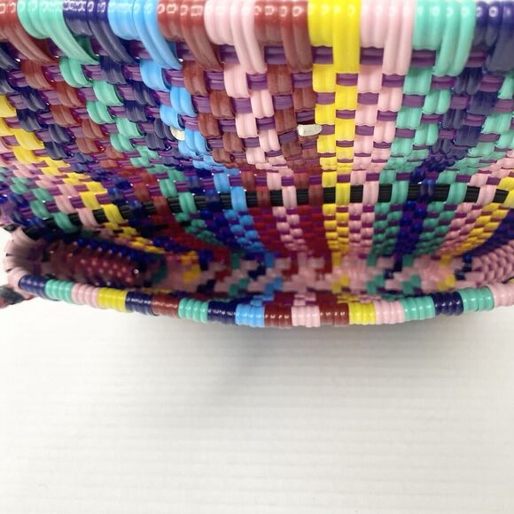 Maria Victoria Wristlet Clutch PVC Plastic Straw Multicolor Handcrafted Mexico - Picture 11 of 11